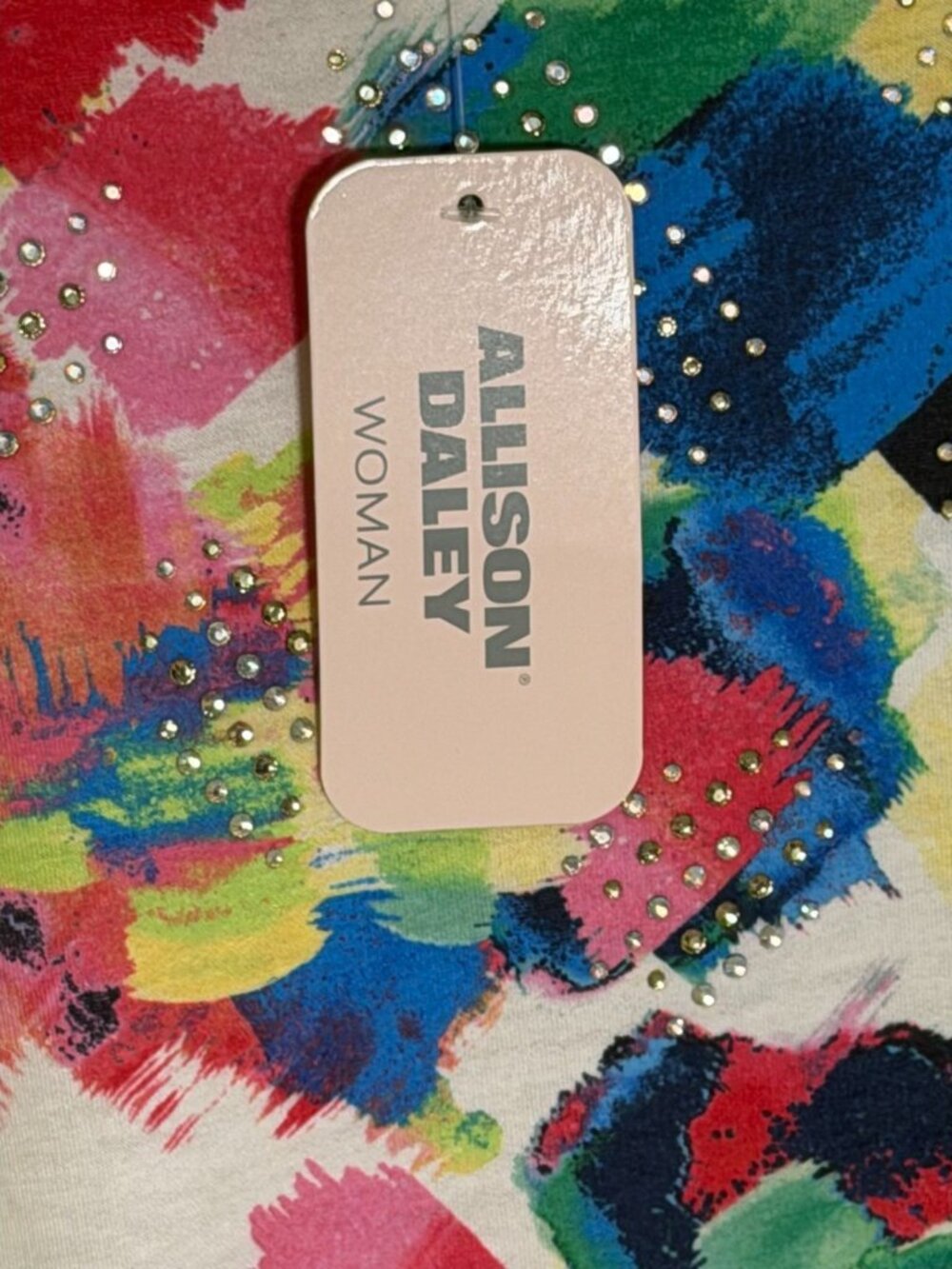 Allison Daley 3X Abstract Studded Tunic Top Colorful NWT Plus - Picture 4 of 9